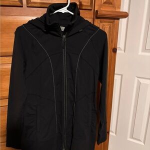 Athleta Black Hooded Jacket with Subtle Logo